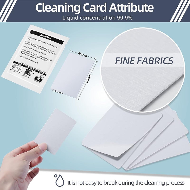 BIHYM Card Reader Cleaning Cards - Dual Side Credit Card Reader Cleaner, CR80 Card Reader Cleaner POS Swipe Terminal Cleaning Cards (80PCS) - Image 2
